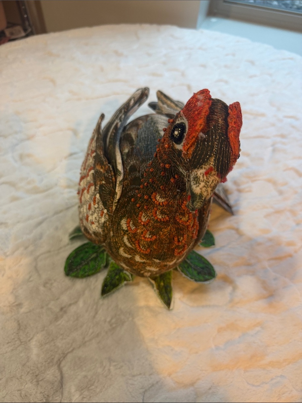 John Derian Target 2025 Fall Shaped Beaded Grouse Bird 11"X15" Pillow NWT
